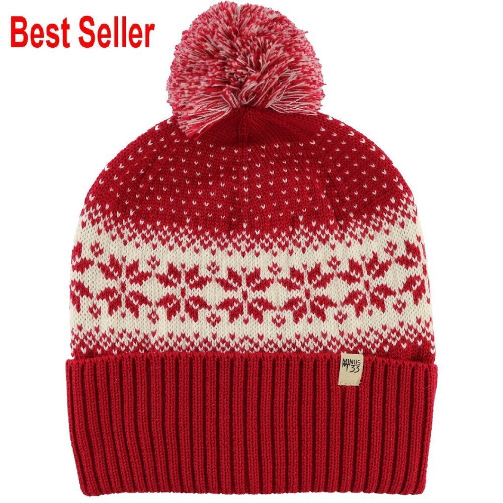 Merino Wool Knit Cuff Pom Beanie Winter Hat Cozy Chic Classic Warm